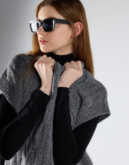 Dark Grey Marl Cable Knit Vest Top