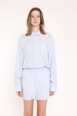 Light-Blue Stripe Side Split Shorts