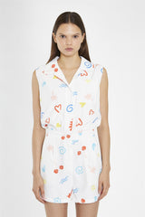 Vacation-Print Collared Playsuit