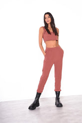 Rose Rust Rib Straight-Trousers