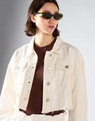 White Cropped Denim Jacket