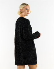 Black-Tinsel Oversized Long Sleeve Cardigan