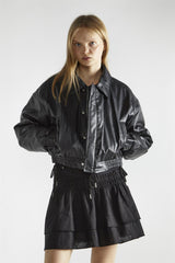 Black Cropped Bomber Jacket