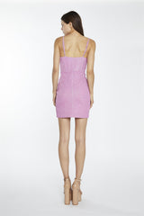 Pink Silver Glitter Sweetheart Neckline Mini-Dress
