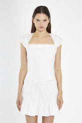 White Cut-Out Back Top