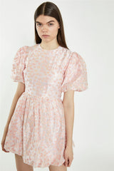 Pink Flower Organza Mini Dress