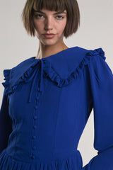 Blue Button-Down-Skater Mini-Dress