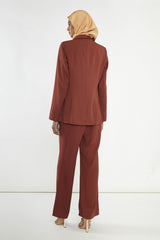 Brown-Rust Wide-Leg high waisted-trousers