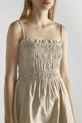 Natural Shirred Spaghetti Strap Playsuit