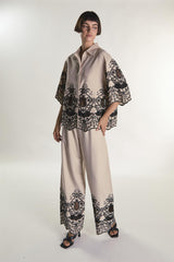 Stone Black Border Cropped Shirt