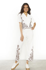 AN4183 OFF WHITE BROWN TROUSERS & LEGGINGS