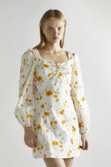 Marigold Floral A-Line Mini-Dress