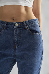 Mid Stonewash Straight Leg Slim Fit Jeans