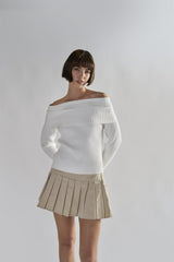 White Bardot Long-Sleeve Jumper