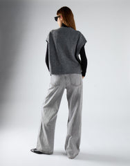Light Grey Wash Mid Rise Baggy Jeans