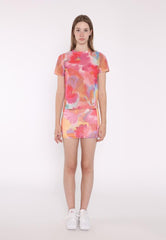 Mini Skirt - Multi Water Colour Flower