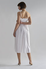 White Ruffled Midi-Dresses
