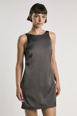 Bitter Chocolate Boat Neck Mini Shift Dress