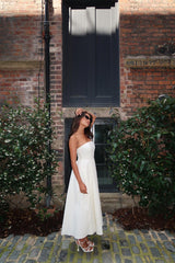 Vanilla Bandeau-Pleated Maxi-Dress