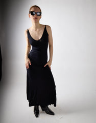 Black V-Neck Open Back Maxi Dress