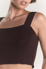 Chocolate-Brown Square-Neck-Top