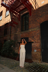 Natural-Ecru Bandeau Sleeveless-Top