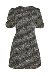 Leopard-Print Squiggle Crew-Neck Mini-Dress