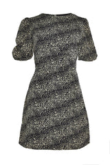 Leopard-Print Squiggle Crew-Neck Mini-Dress
