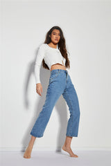 Blue Vintage Wash High Waisted Mom Jeans