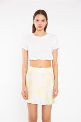 Textured-White Crop-Top
