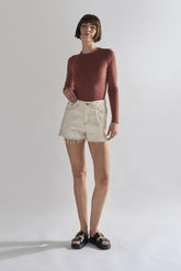 Ecru High waisted Denim Shorts