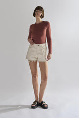 Ecru High waisted Denim Shorts