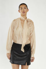 Nude-Organza Corsage Blouse