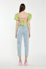 CK6976-LIME ORGANZA JACQUARD
