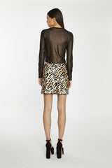 Large Natural Leopard Print Wrap Mini Skirt