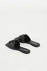 Black Slip-On Flat Sandals