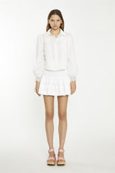 White Pleated Mini-Skirt