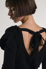 Black Ruffle Shoulder Sweater