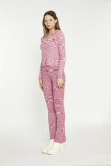 Red Pink Space Dye Flared High-Waist-Trousers
