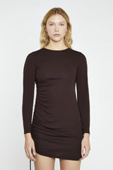 Dark Brown Ruched Bodycon Mini-Dress