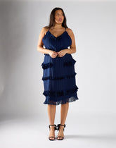 Navy Tiered Strap Dress