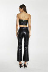 Black PU Lace-Up-Trousers