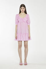 V-Neck Short Shift Dress - Candy Pink