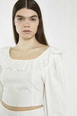 Off-White Lace-Frill Crop-Top