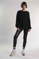 Black Leather-Look High-Waisted-Leggings