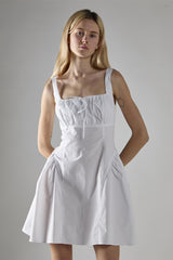 White Square Neckline Mini-Dress