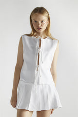 White Tie Front Sleeveless-Top
