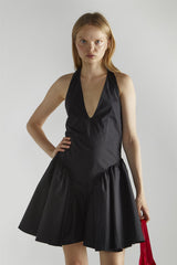 Black V-Neck- Mini-Dresses