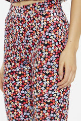 Multi-Ditsy-Velvet Flared High Waisted-Leggings