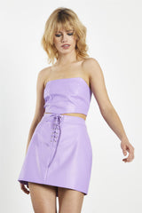 Orchid-PU A-Line Mini-Skirt